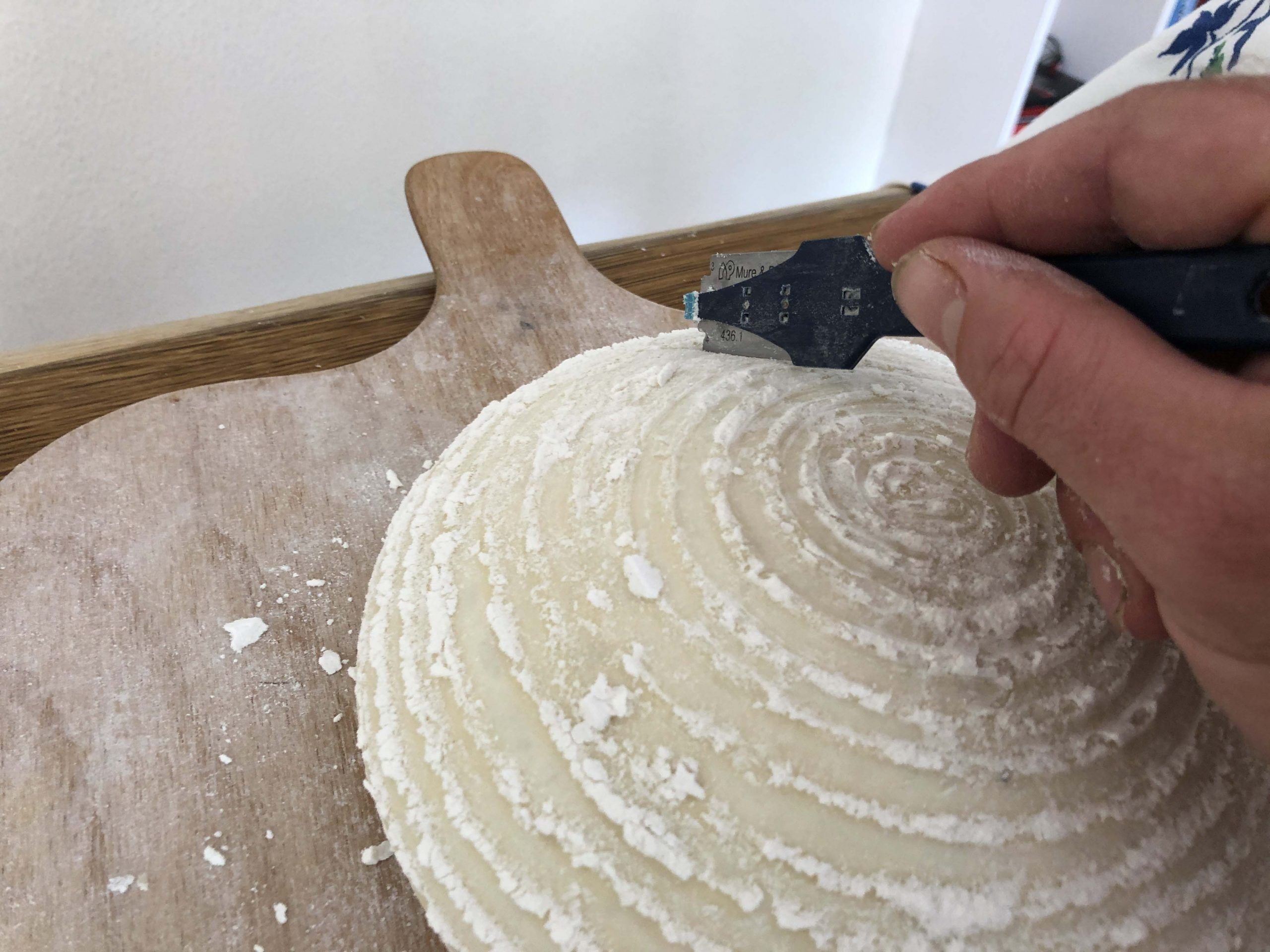 first cut of sourdough first cut
