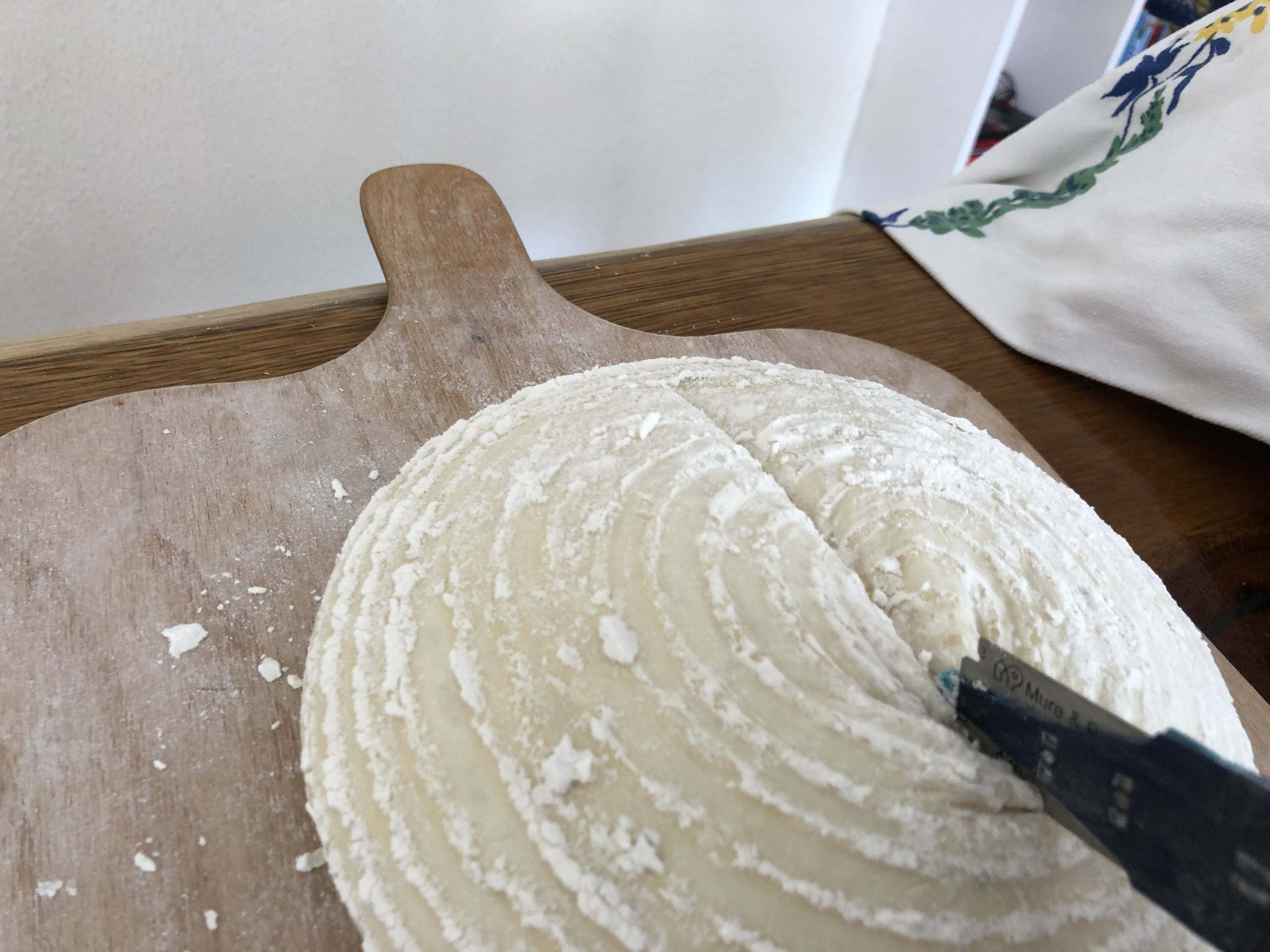 second cut of sourdough cut all the way